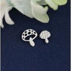 Non-matching 925 Sterling Silver Rhinestone Mushroom Earring 1 Pair - Silver - One Size