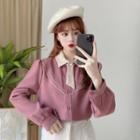 Long-sleeve Mock-tie Collared Blouse