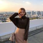 Turtle-neck Textured Loose-fit Top