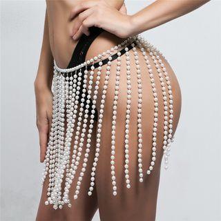 Faux Pearl Fringe Skirt 1 Pc - Skirt - White - One Size
