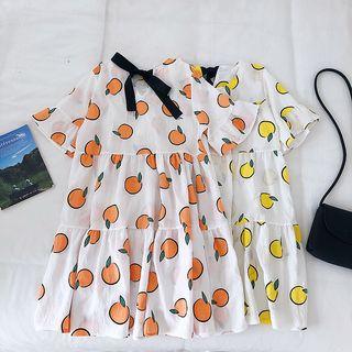Fruit Print Short-sleeve A-line Dress