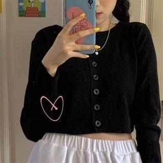 Long-sleeve Cropped Basic Knit Cardigan