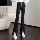 High-waist Front-slit Boot-cut Pants