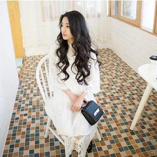 3/4-sleeve Midi Lace Dress