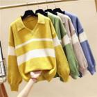 Collared Color-panel Sweater