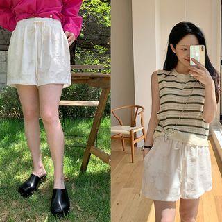 Drawcord Jacquard Shorts Cream - One Size