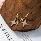 Rhinestone Star Drop Earring 1 Pair - S925 Silver Needle - Gold - One Size