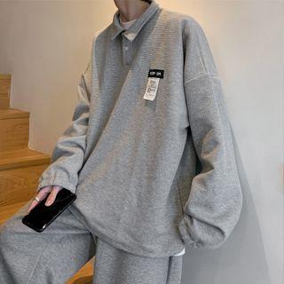 Set: Plain Polo Sweatshirt + Sweatpants