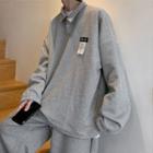 Set: Plain Polo Sweatshirt + Sweatpants