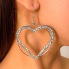 Heart Rhinestone Alloy Dangle Earring 1 Pair - Silver - One Size