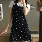Floral Print Overall Dress Black - One Size