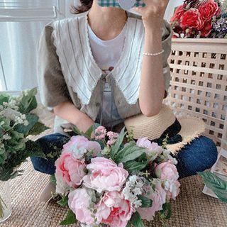 Wide Lace-collar Puff-sleeve Blouse