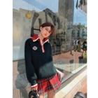 Logo Embroidered Polo Sweater Black Green - One Size