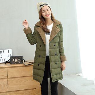 Double Breasted Notch Lapel Long Padded Coat