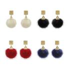 Colored Pompom Drop Earrings