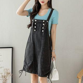Drawstring Denim Overall Dress