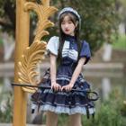 Short-sleeve Buckled Frill Trim Mini A-line Lolita Dress