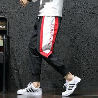 Color Block Lettering Cropped Harem Pants