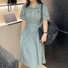 Short-sleeve Half Zip A-line Dress