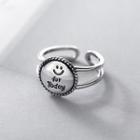 S925 Sterling Silver Smile Open Ring Silver - Adjustable