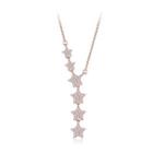 925 Sterling Silver Plated Rose Gold Sparkling Star Necklace With Cubic Zircon Rose Gold - One Size