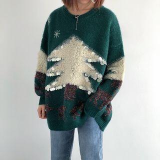 Xmas Tree Sweater Green - One Size