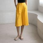 Colored Wide-leg Linen Shorts