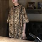 Leopard Elbow-sleeve T-shirt Leopard - One Size