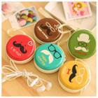 Mustache Cartoon Print Round Zip Pouch