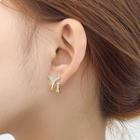 Mermaid Tail Rhinestone Alloy Earring 01# - 1 Pair - White & Gold - One Size