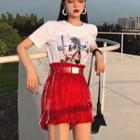 Short-sleeve Print T-shirt / High-waist Shorts