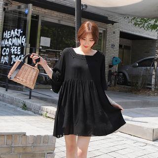Square-neck Lace-trim Empire Top