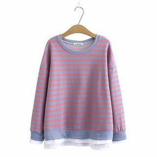 Mock Two Piece Stripe Sweatshirt