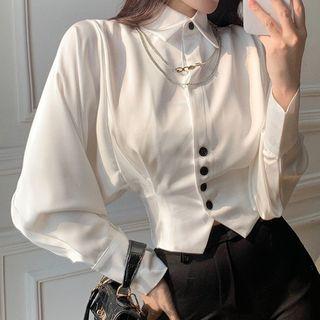 Chain Accent Crop Shirt