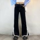 Lace-trim Slit Boot-cut Jeans