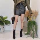 Zip-front Asymmetric Faux-leather Miniskirt
