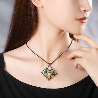 Rhinestone Floral Necklace As Shown In Figure - One Size