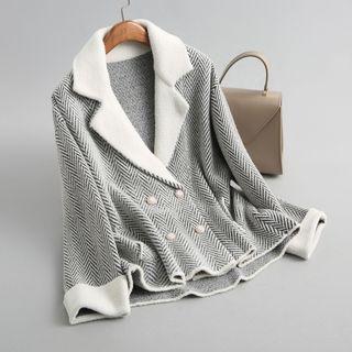 Herringbone Double-breasted Knit Jacket
