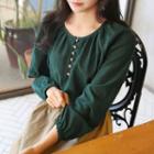 Round-neck Button-front Top