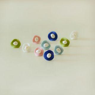 Faux Pearl Ceramic Stud Earring