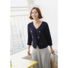 Double-breasted Waffle-knit Cardigan