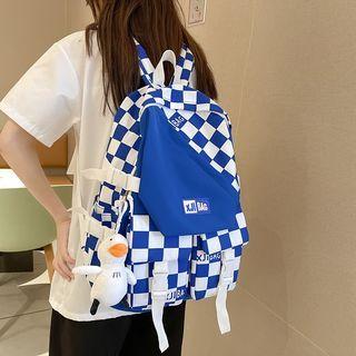 Set: Checkered Lettering Backpack + Bag Charm