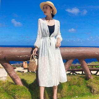 Balloon-sleeve Midi Chiffon Jacket