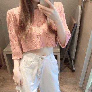 3/4-sleeve Crop Sweater