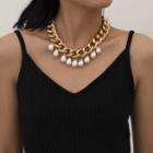 Faux Pearl Chained Necklace