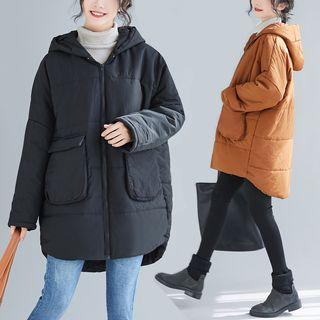 Plain Hooded Medium Maxi Jacket