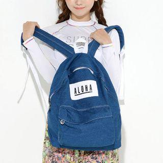 Lettering Zipped Denim Backpack