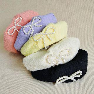 Faux Pearl Bow Beret
