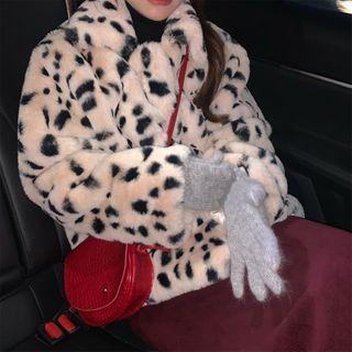 Fluffy Buttoned Jacket Black & White - One Size