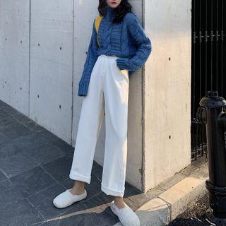 Turtle-neck Cable-knit Sweater / Wide-leg Pants / Set